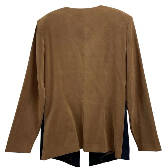 Vtg Amanda Smith Colorblock Buttoned Blazer Jacket Career Brown Black Size 8 - Picture 2 of 9